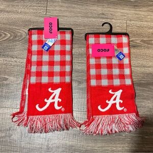 Red and Gray Checkered Scarf with Logo